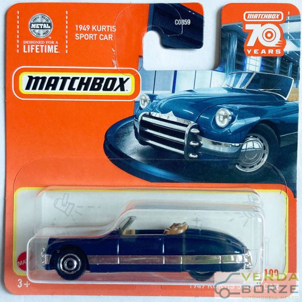 Matchbox 1949 Kurtis Sportwagen – Metalflake Dunkelblau, 46/100, Druckguss-Metall, 2023 Edition